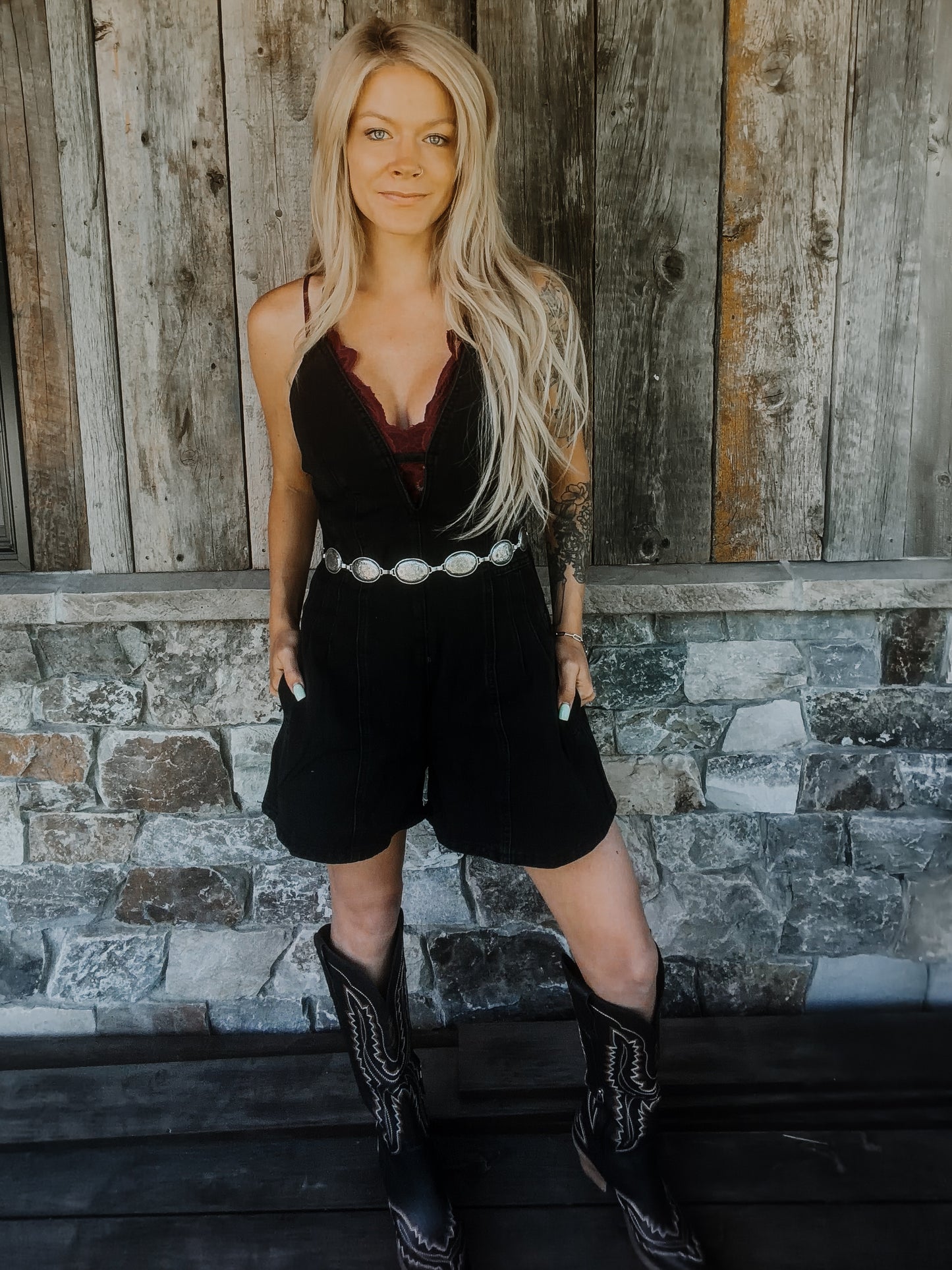 Black Denim Romper