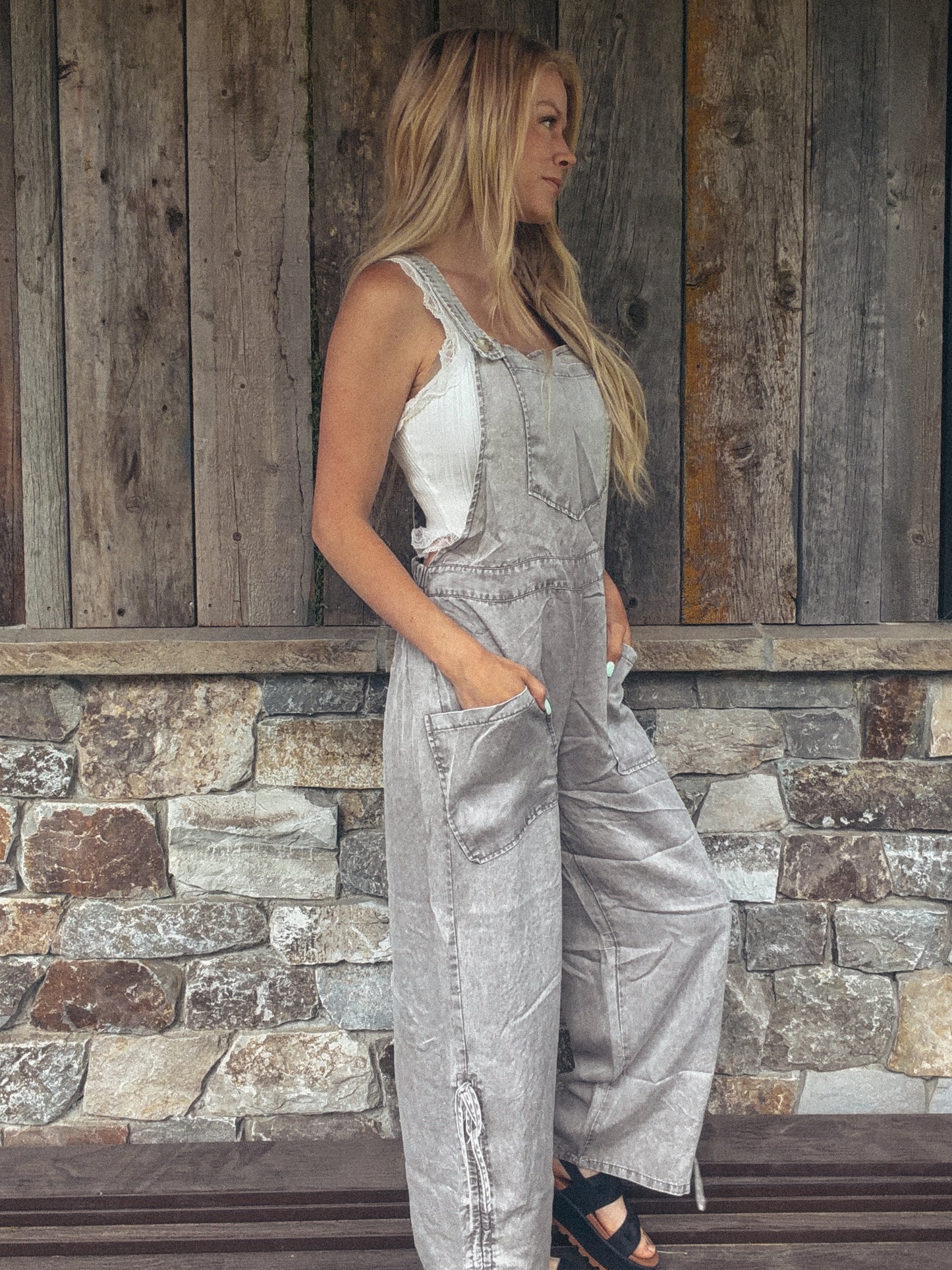 Wide leg overalls