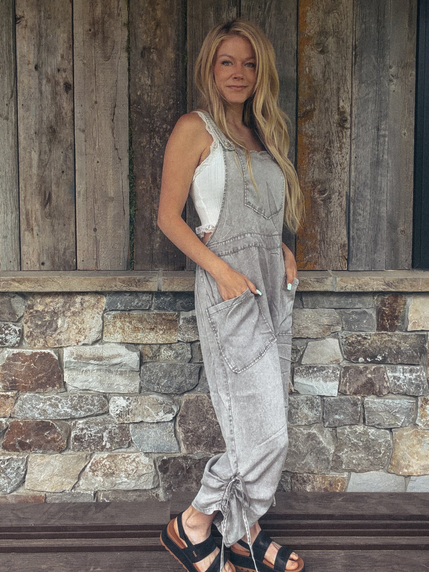 Wide leg overalls