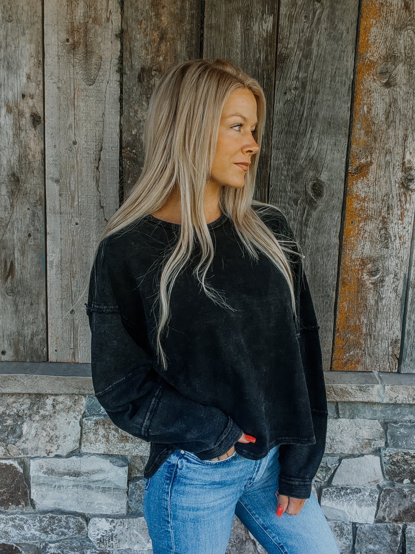 Oversized Raw Edge Top