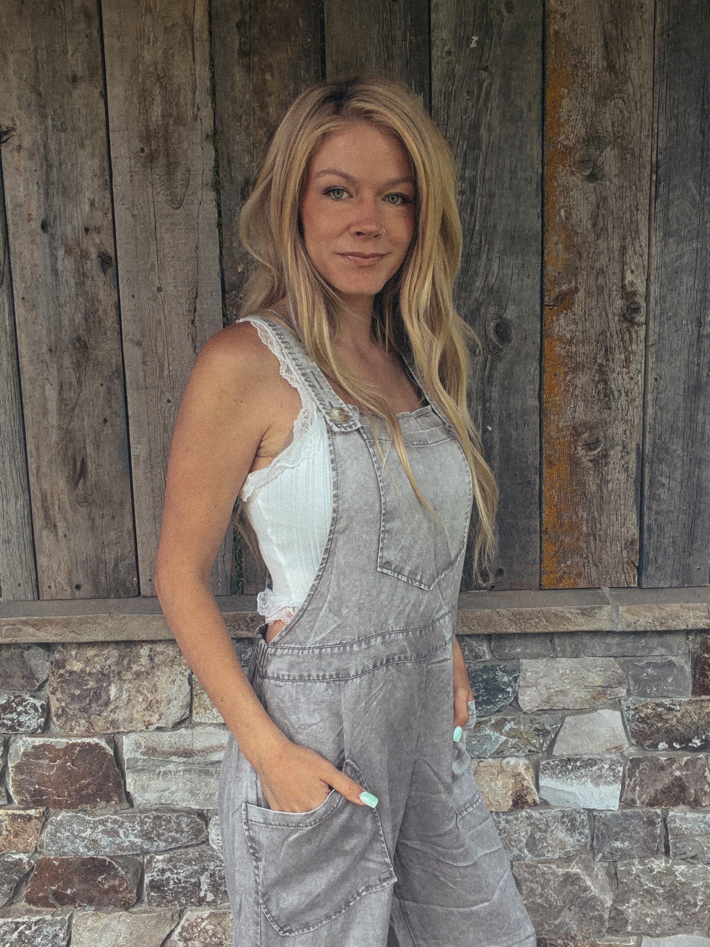 Wide leg overalls