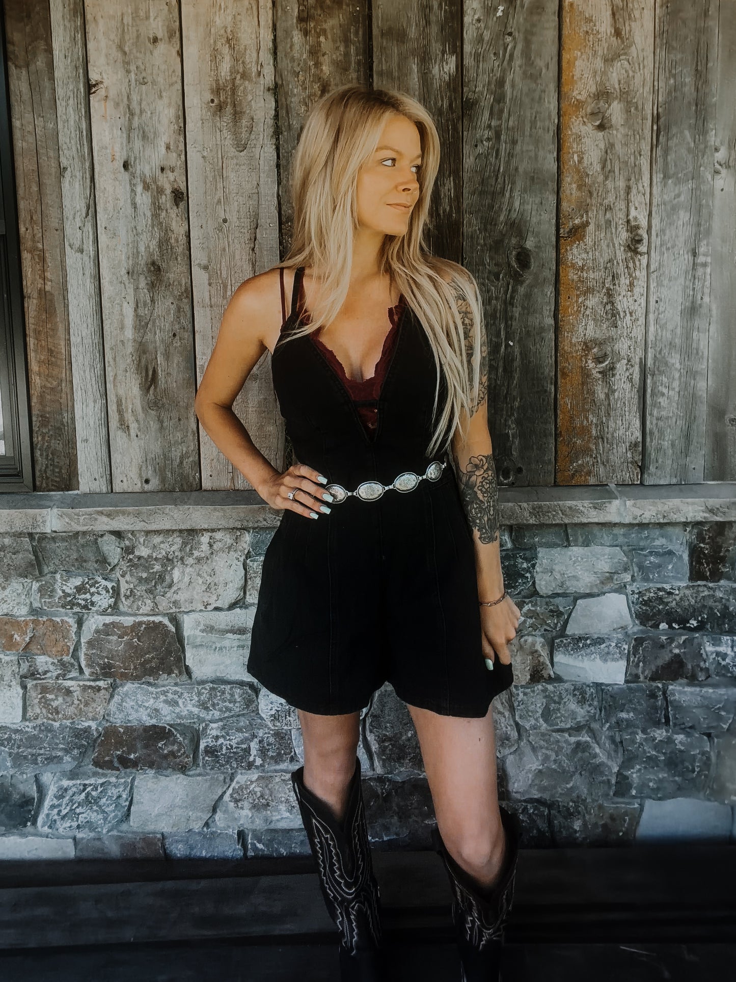 Black Denim Romper