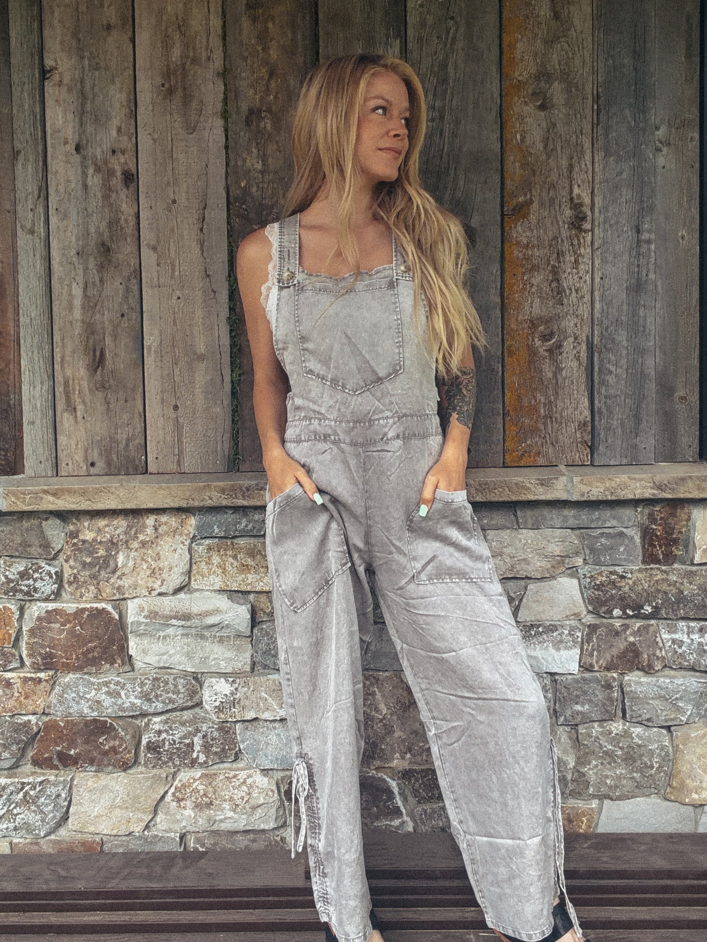 Wide leg overalls