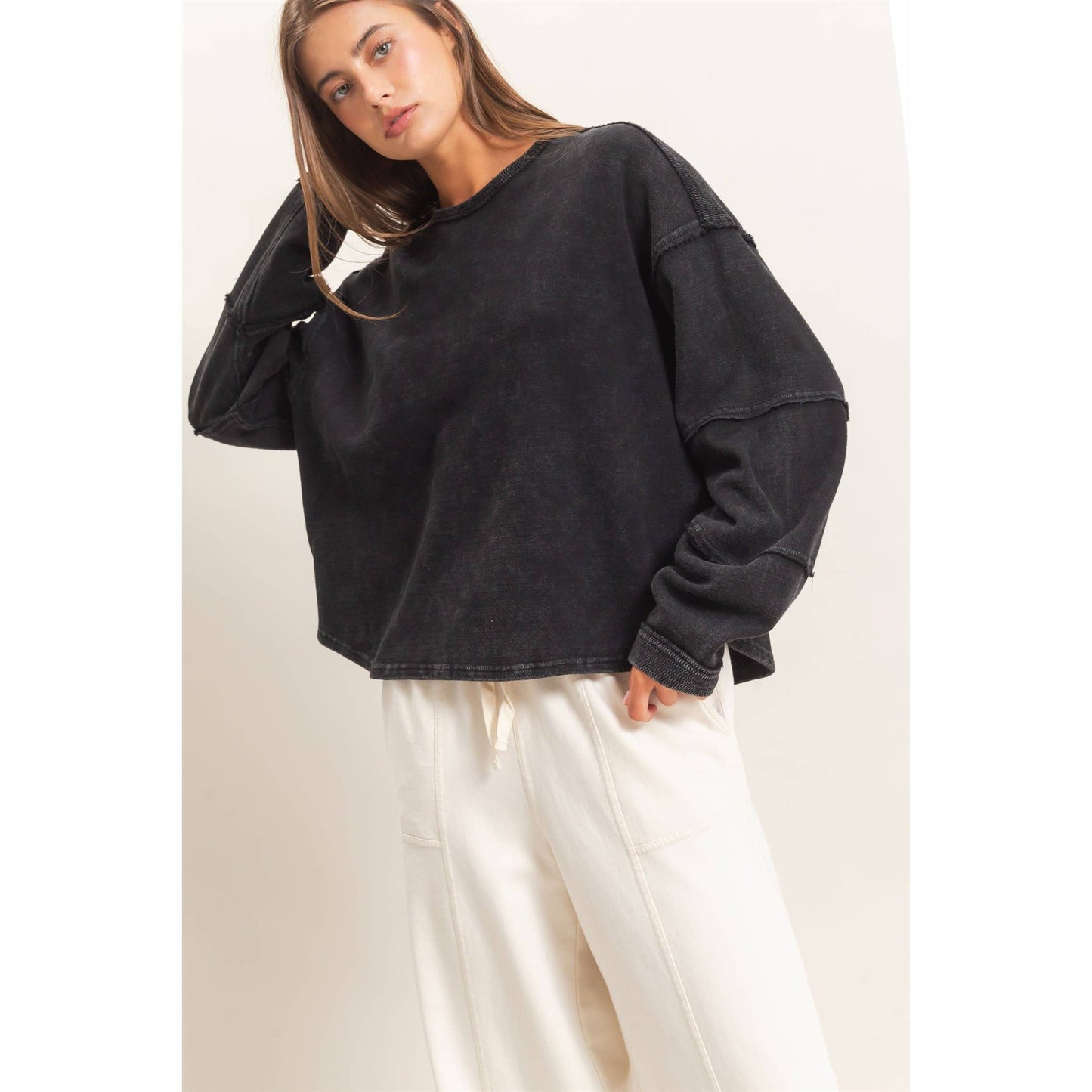 Oversized Raw Edge Top